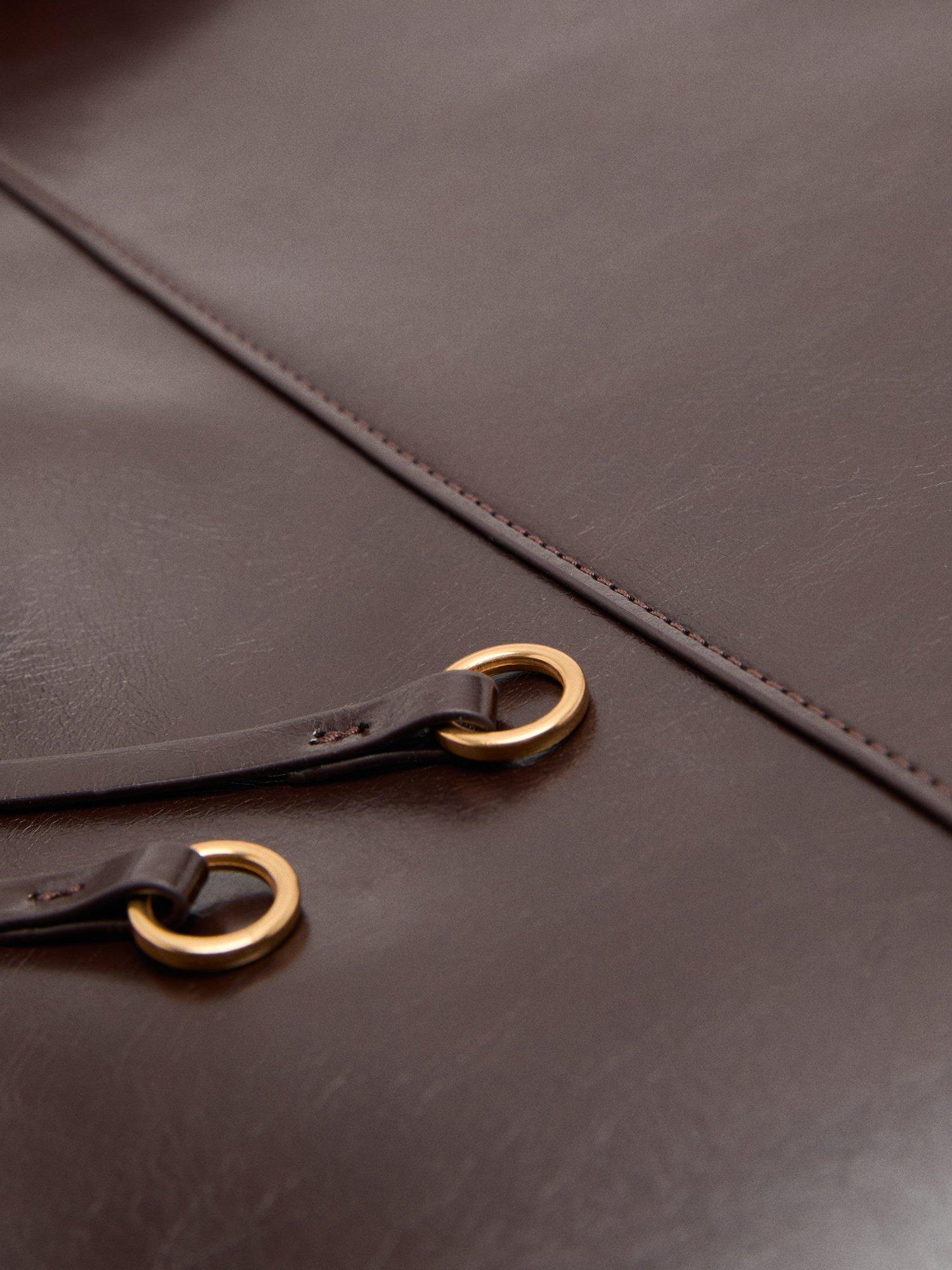 Mango Antonia shoulder bag dark brown with gold-tone hardware, UK version