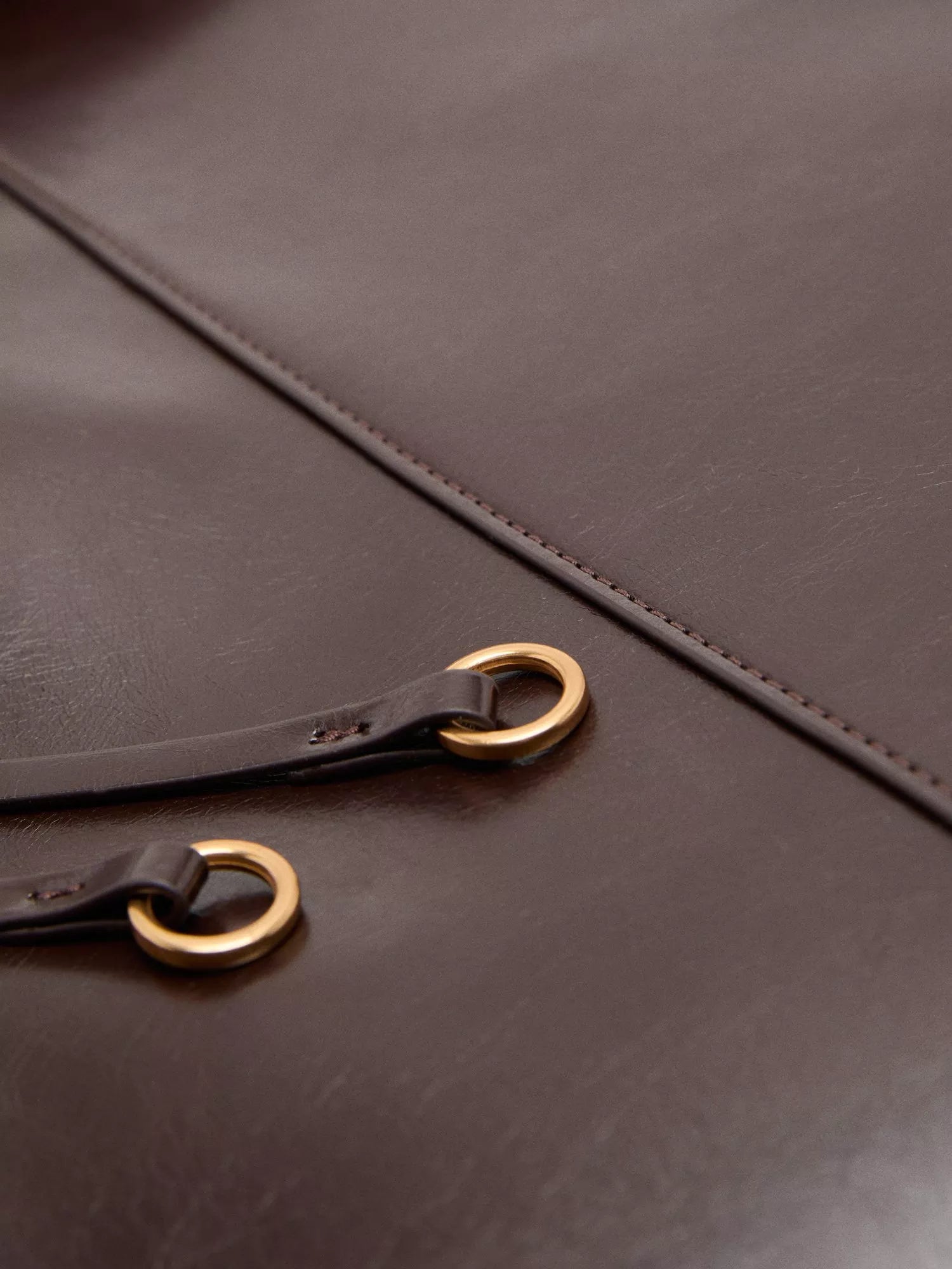 Mango Antonia shoulder bag dark brown with gold-tone hardware, UK version