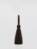 Mango suede leather shopper bag dark brown, imported from the UK