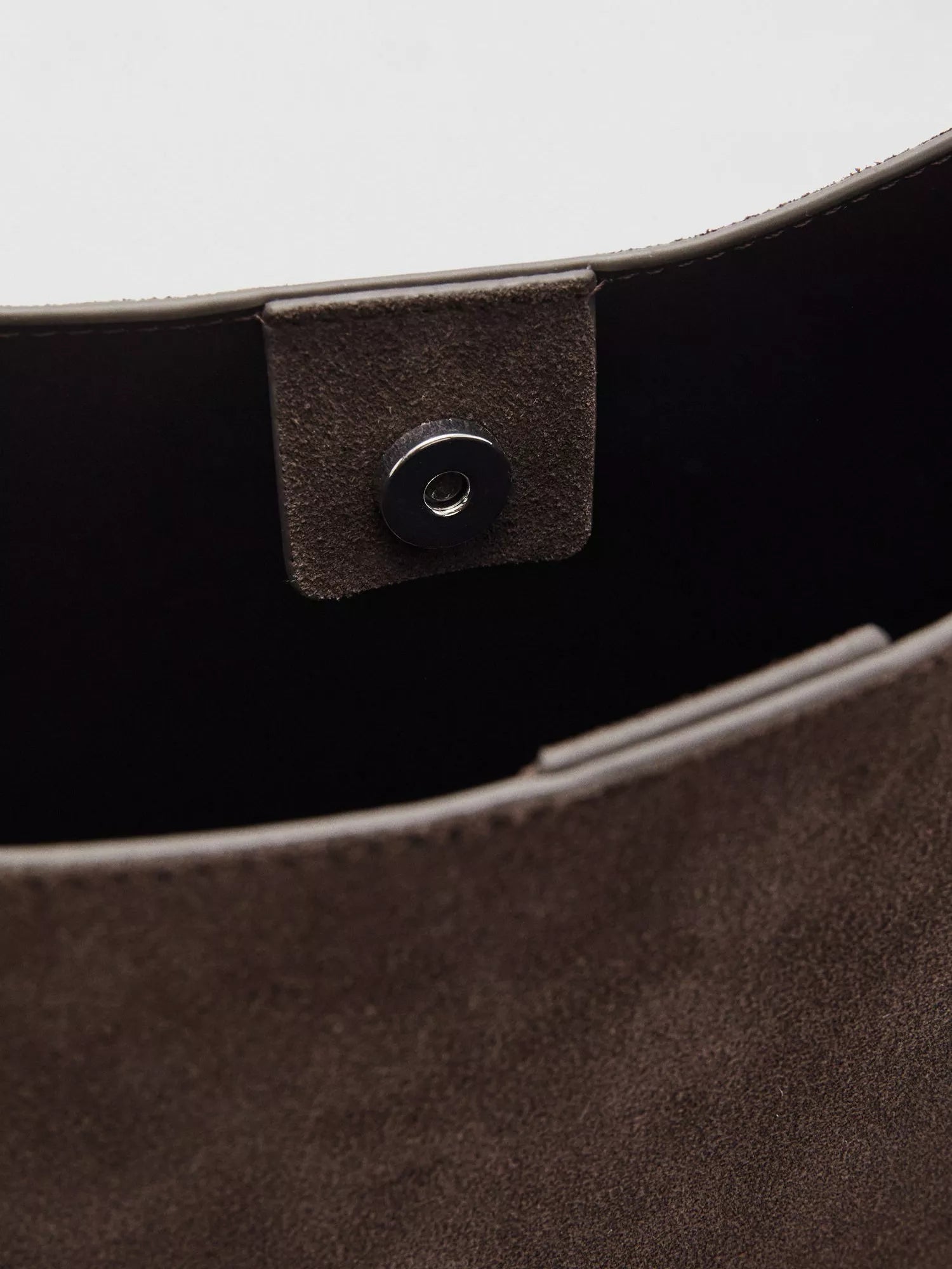 Mango suede leather shopper bag dark brown, imported from the UK