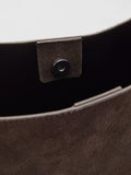 Mango suede leather shopper bag dark brown, imported from the UK