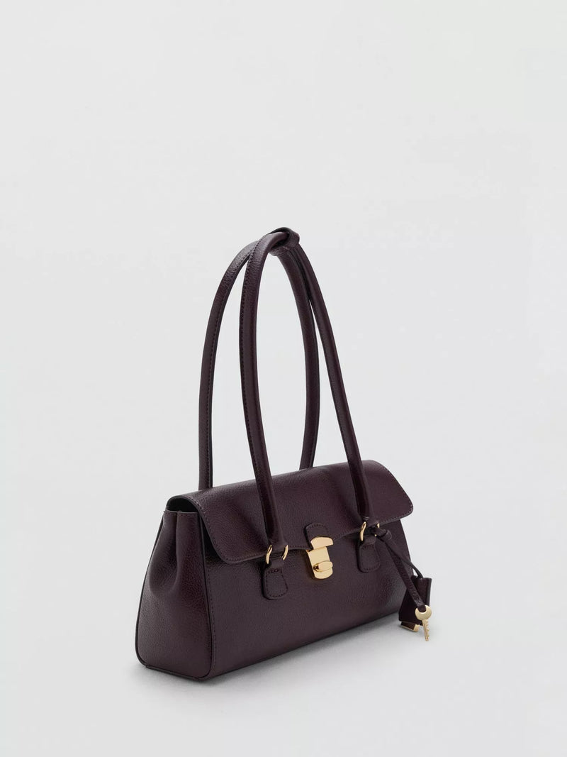 Mango dark red faux leather bowling bag, UK version