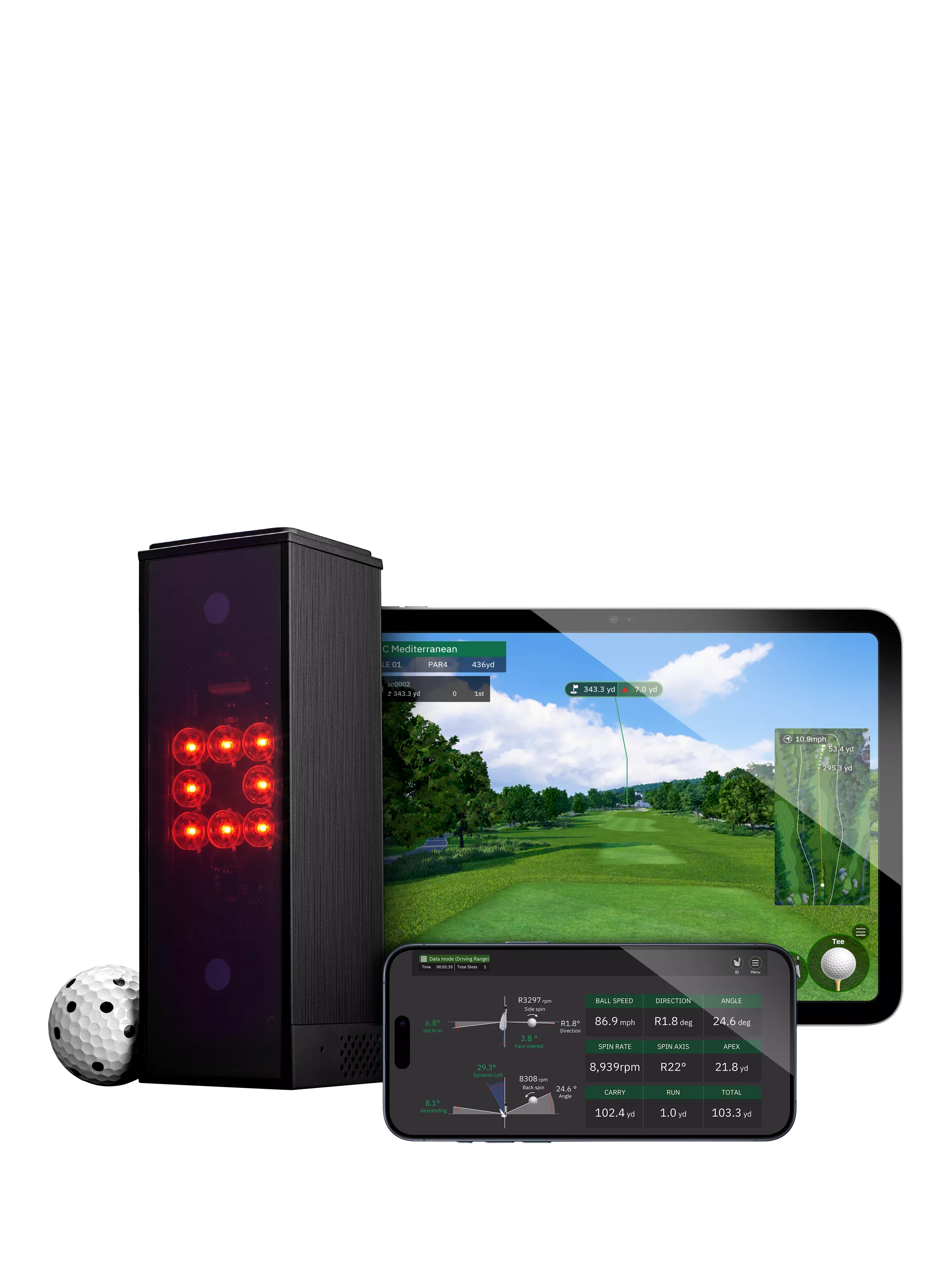 Square Golf indoor launch monitor with swing stick - British product