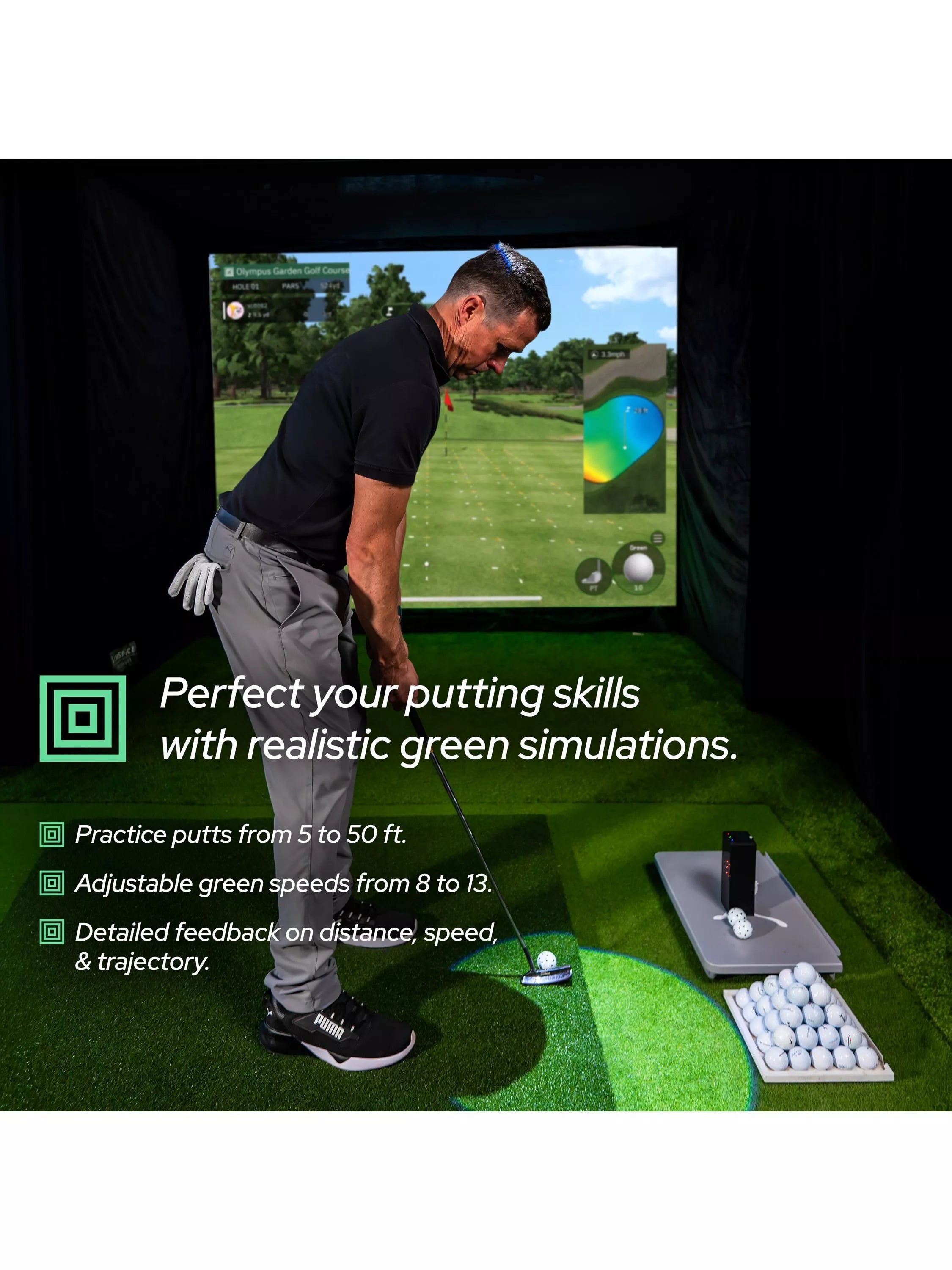 Square Golf indoor launch monitor with swing stick - British product