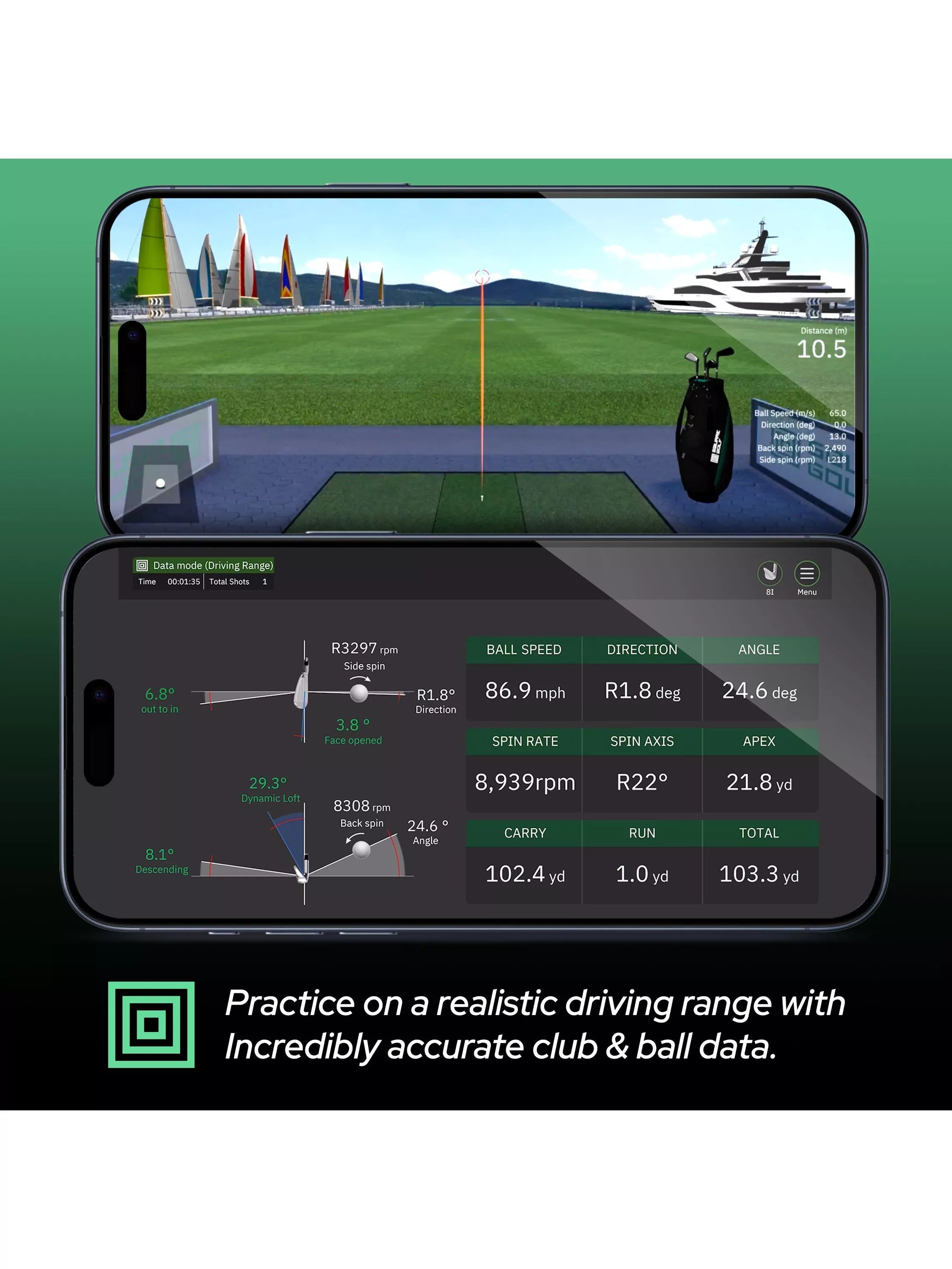 Square Golf indoor launch monitor with swing stick - British product