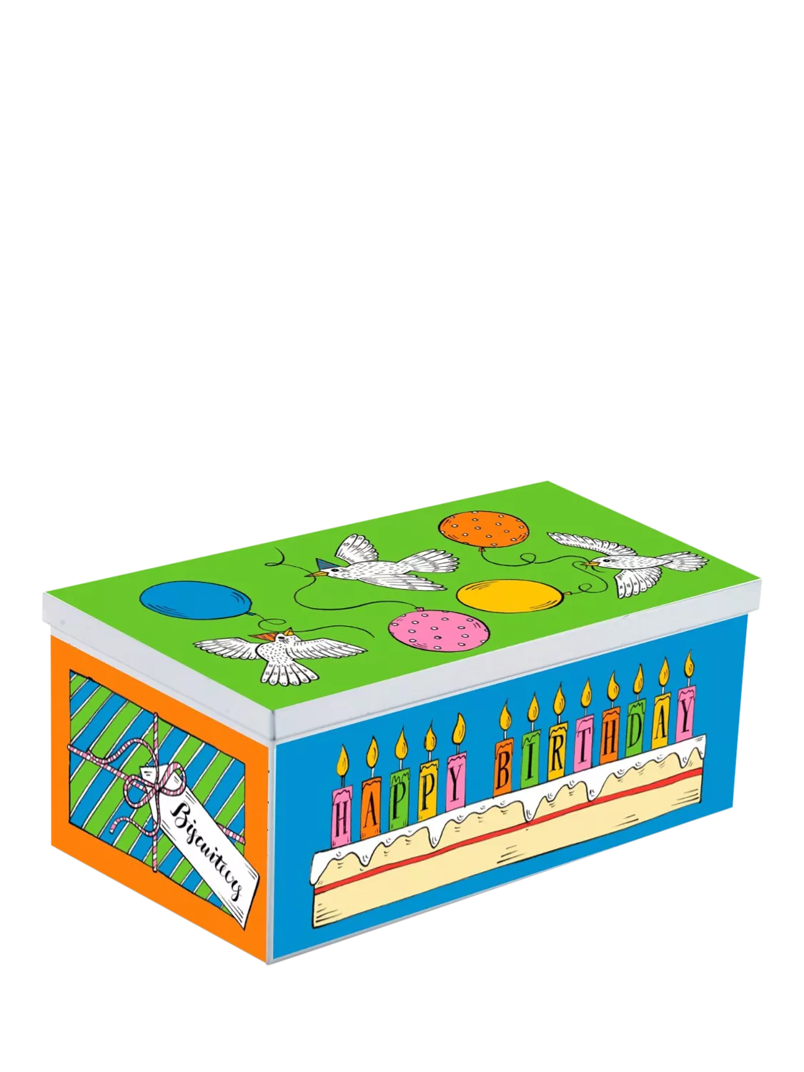 Biscuiteers hand-iced chocolate biscuits birthday tin 150g, UK version