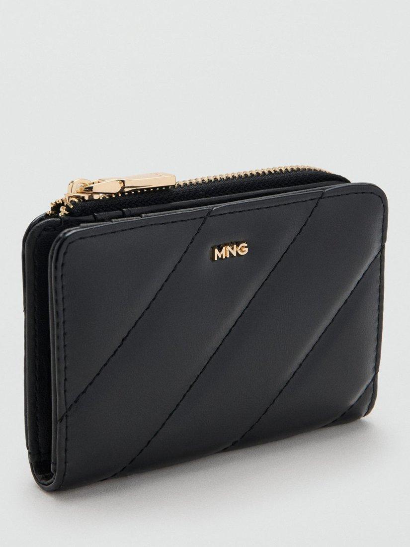 Mango diagonal quilted purse black small, imported from the UK
