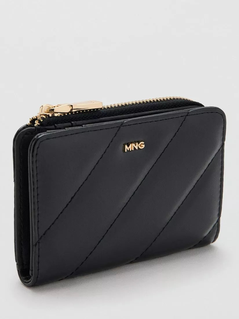 Mango diagonal quilted purse black small, imported from the UK