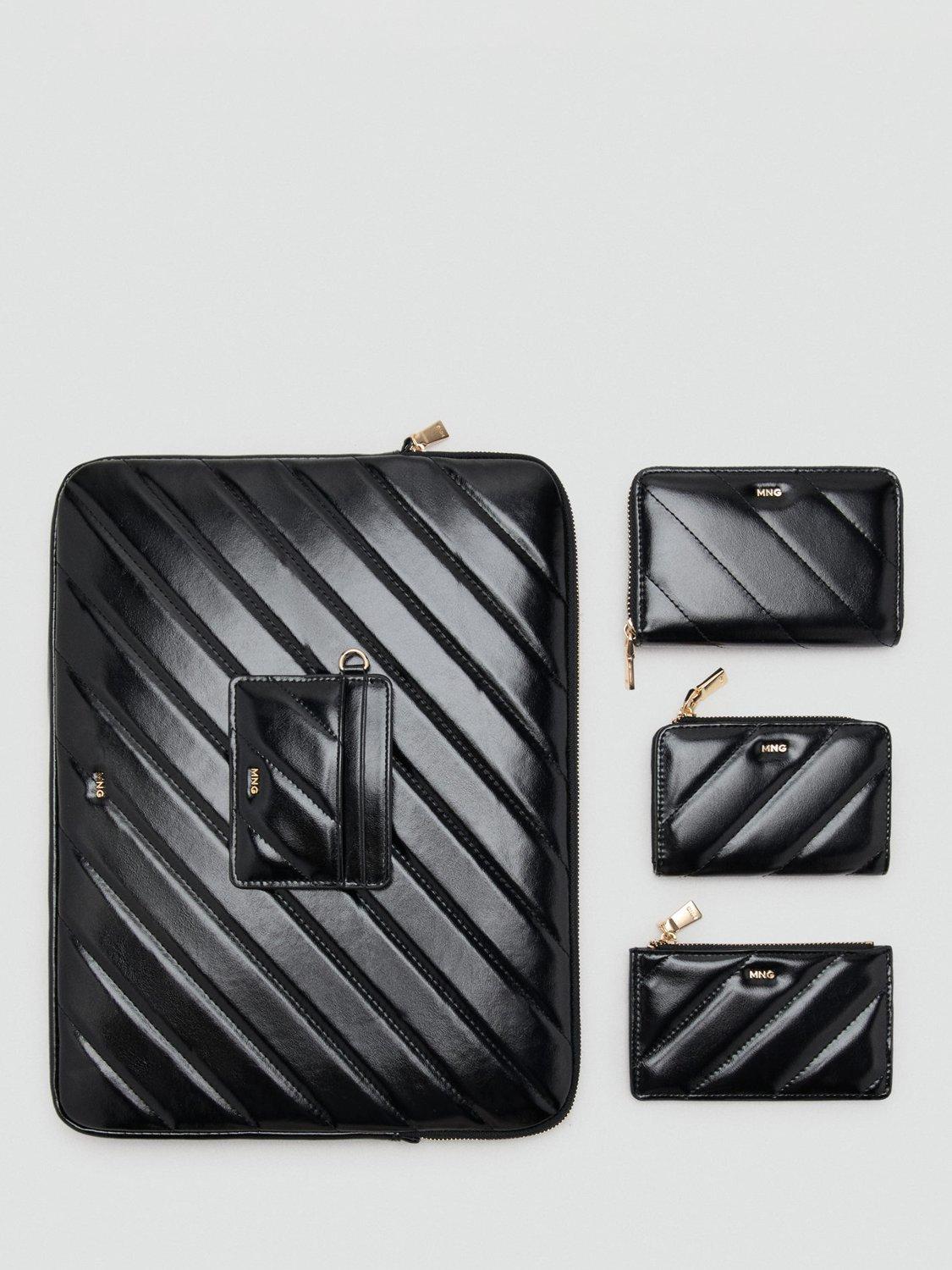 Mango diagonal quilted purse black small, imported from the UK