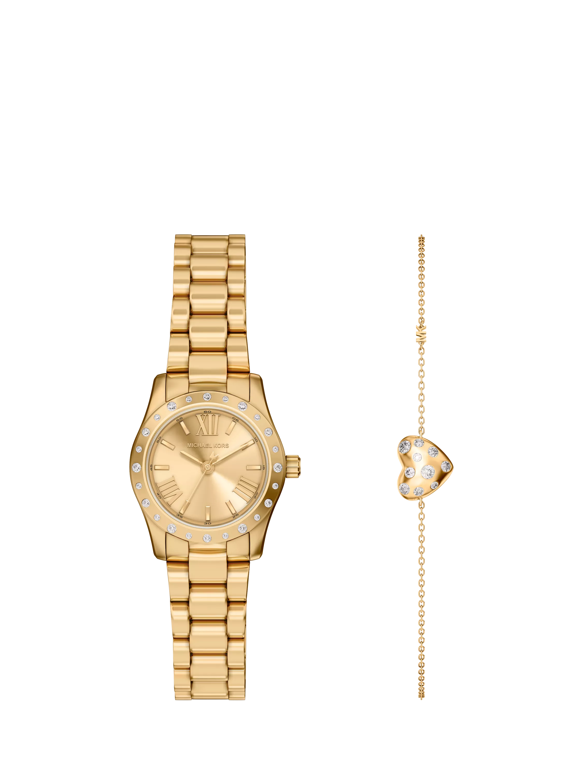 Michael Kors gold-tone watch set with pavé bracelet, UK version