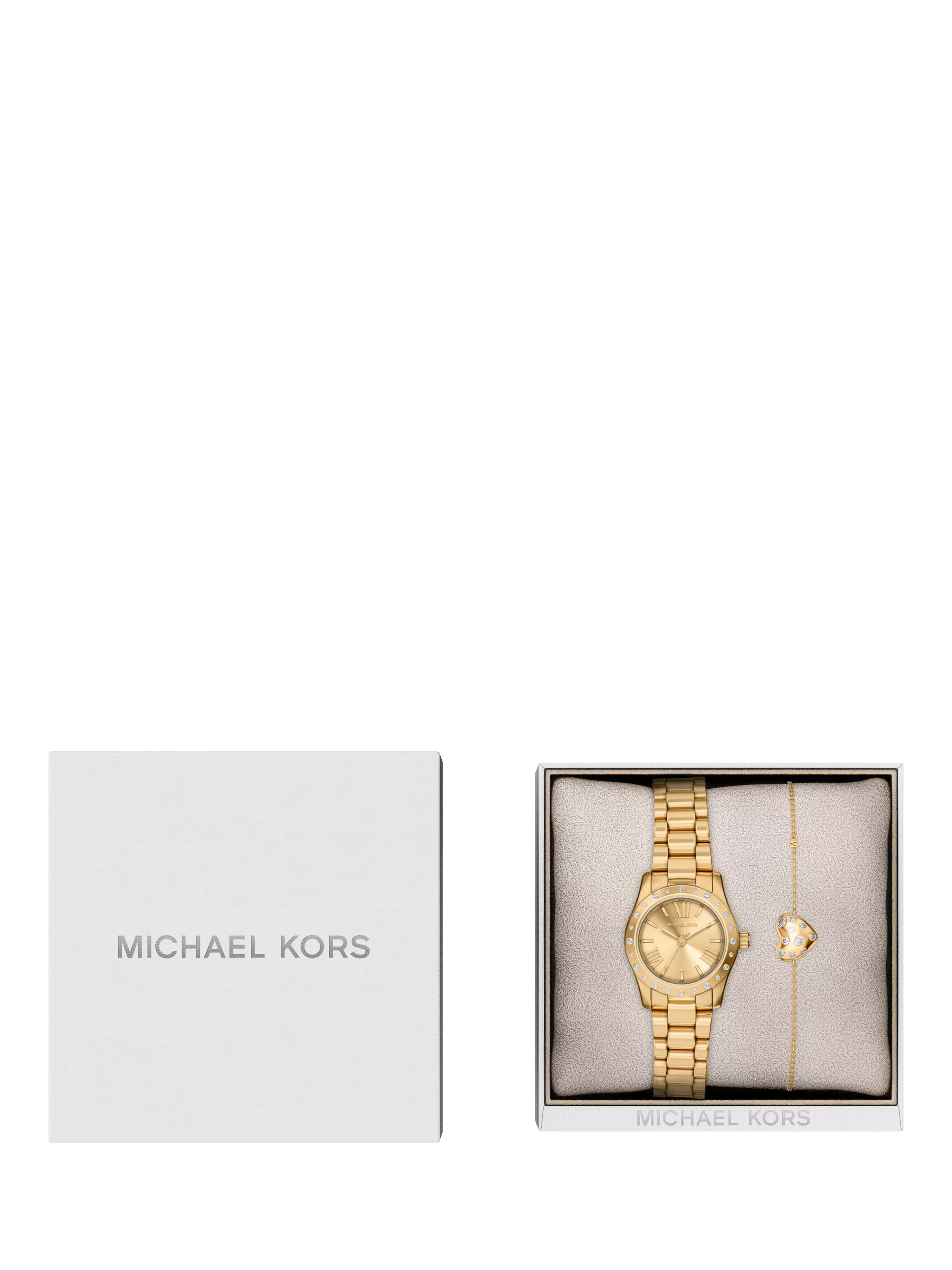 Michael Kors gold-tone watch set with pavé bracelet, UK version