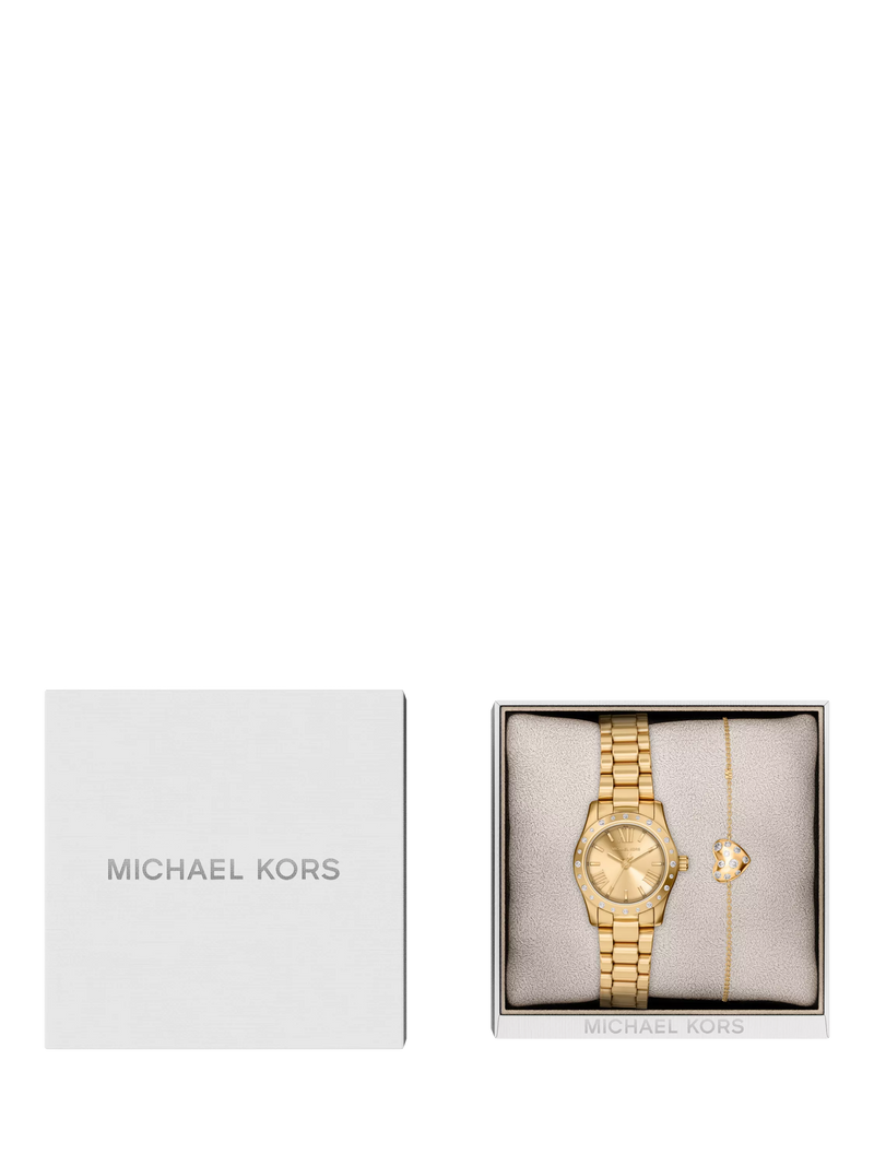 Michael Kors gold-tone watch set with pavé bracelet, UK version