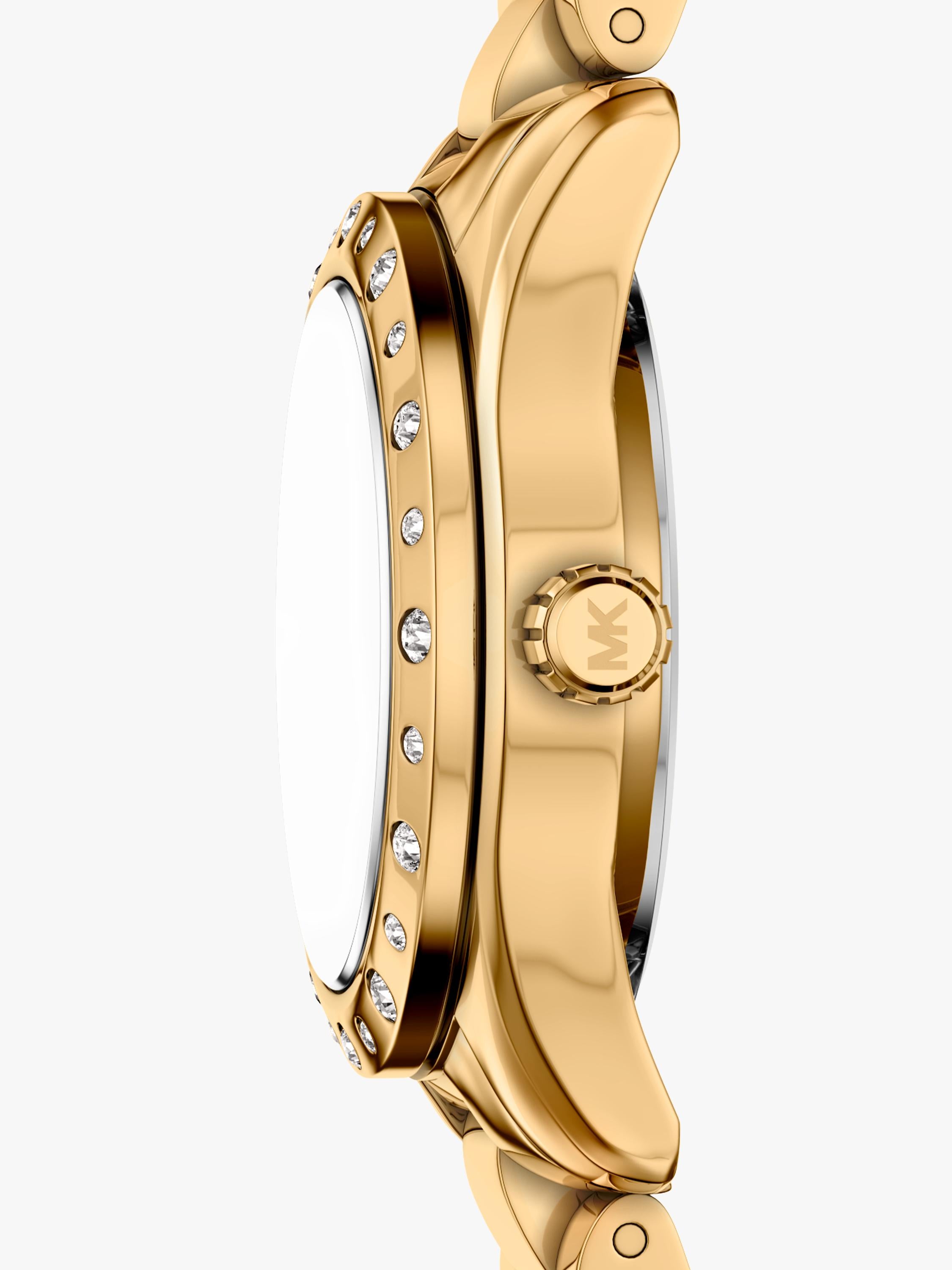 Michael Kors gold-tone watch set with pavé bracelet, UK version