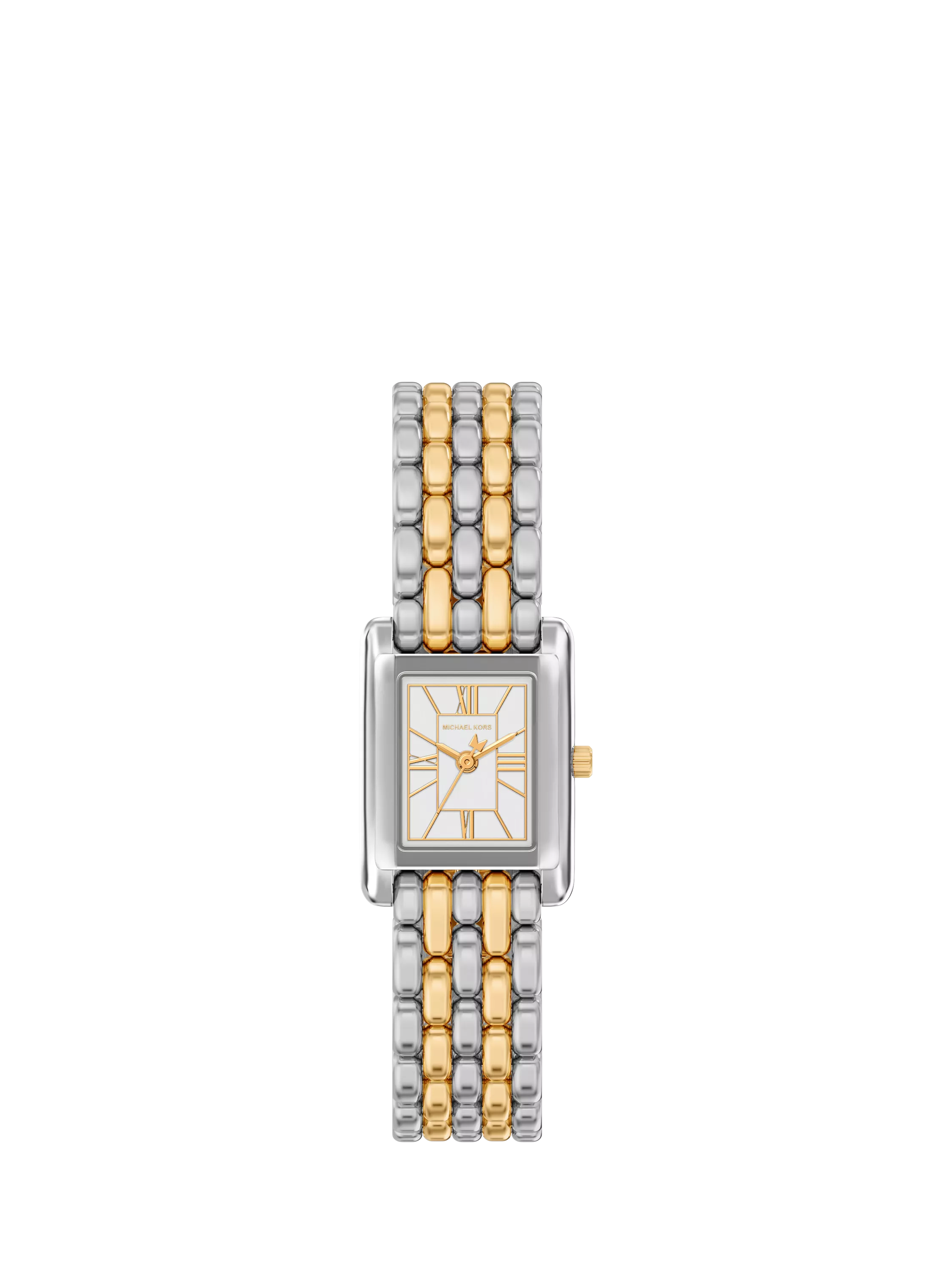 Michael Kors Essex Tank two-tone watch with link bracelet, UK version