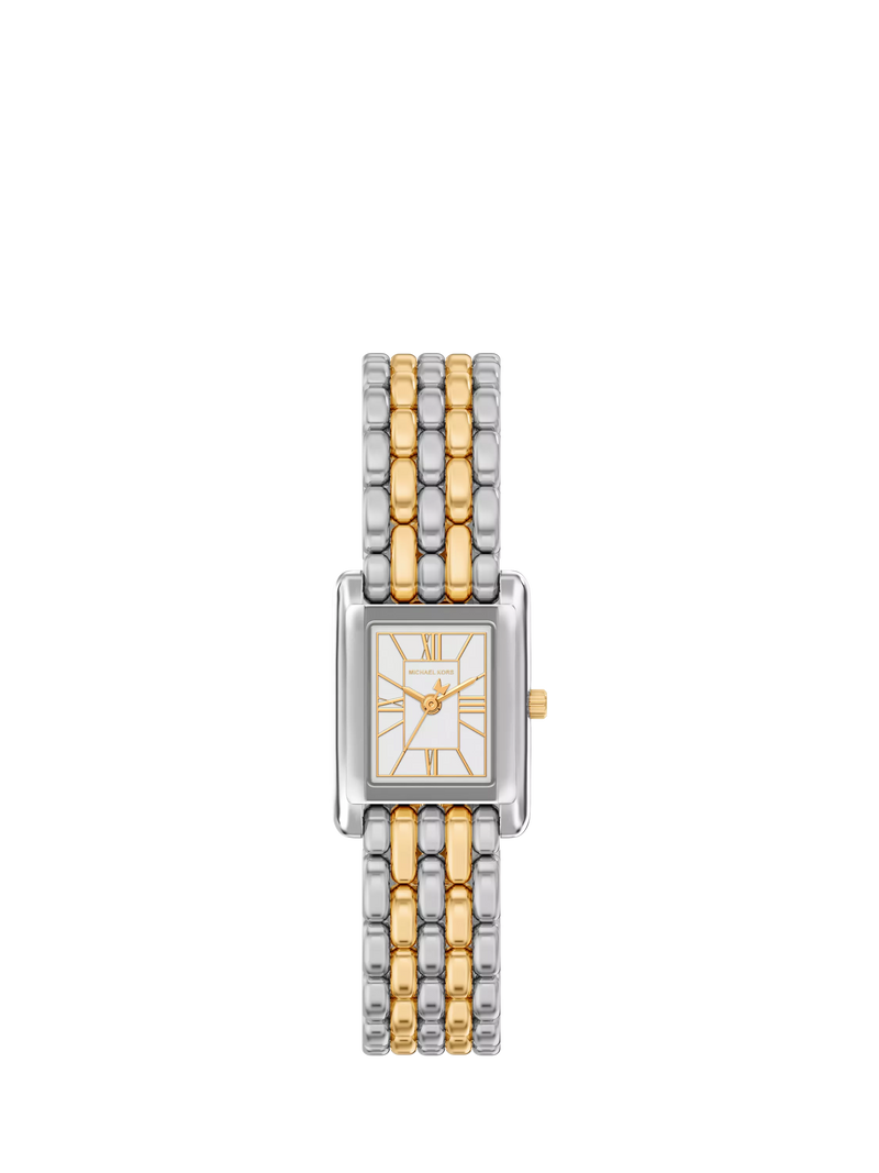 Michael Kors Essex Tank two-tone watch with link bracelet, UK version