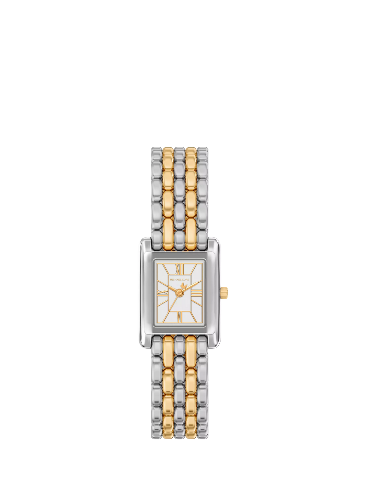 Michael Kors Essex Tank two-tone watch with link bracelet, UK version