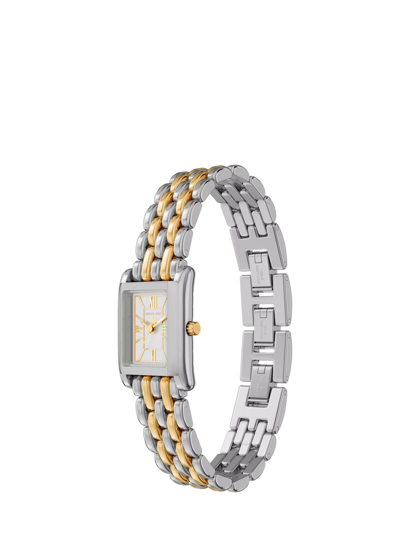 Michael Kors Essex Tank two-tone watch with link bracelet, UK version