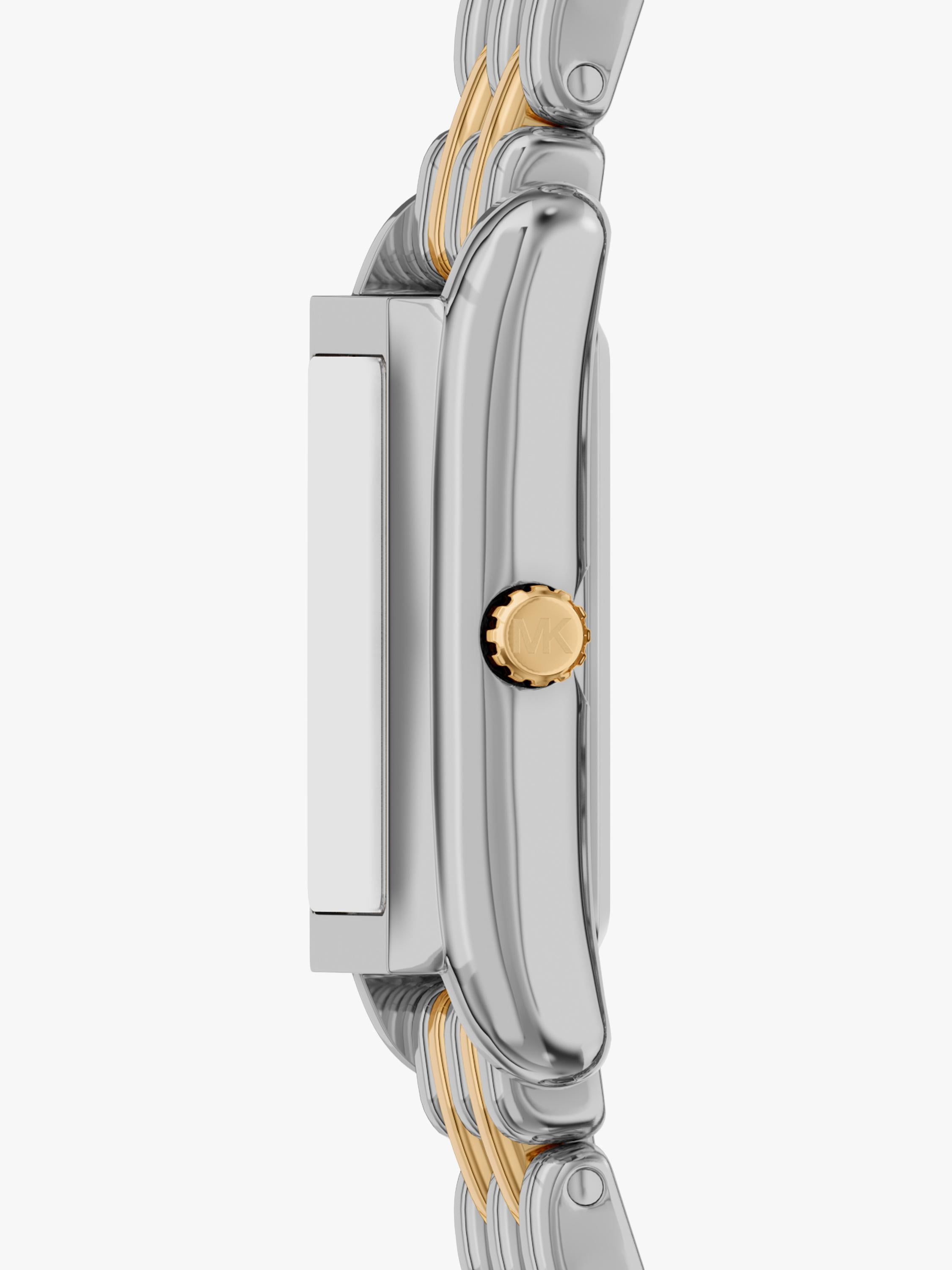 Michael Kors Essex Tank two-tone watch with link bracelet, UK version