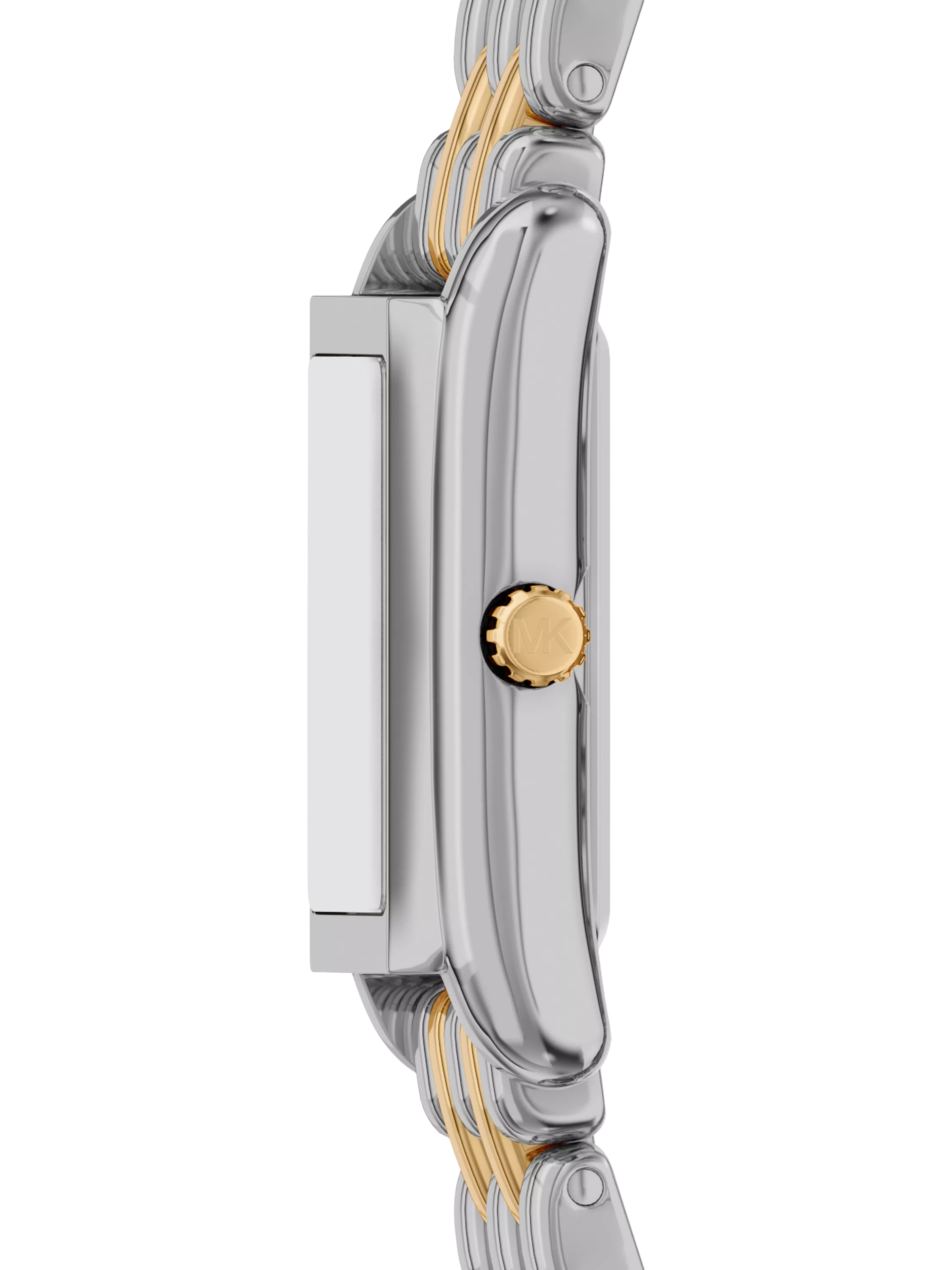 Michael Kors Essex Tank two-tone watch with link bracelet, UK version
