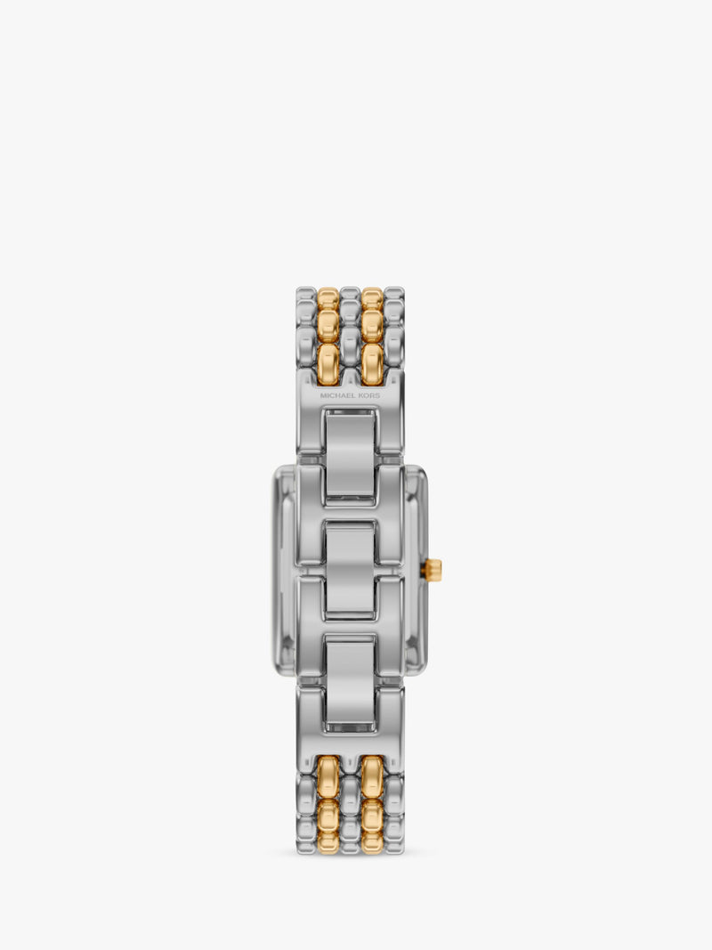 Michael Kors Essex Tank two-tone watch with link bracelet, UK version