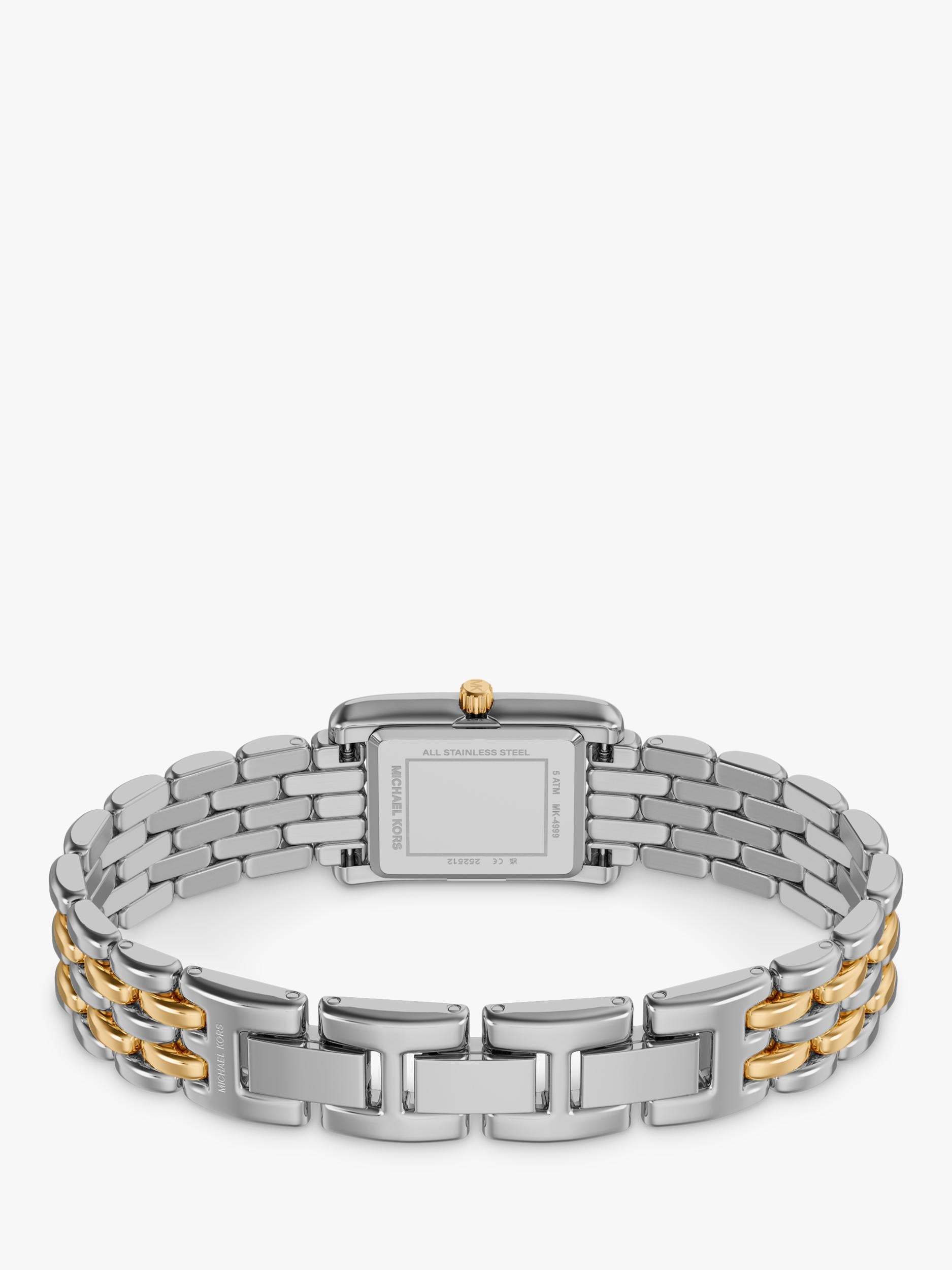 Michael Kors Essex Tank two-tone watch with link bracelet, UK version
