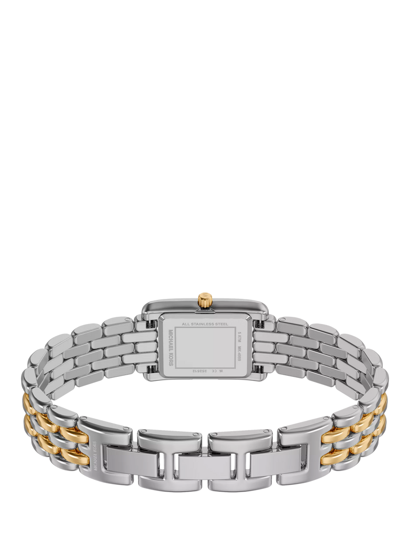 Michael Kors Essex Tank two-tone watch with link bracelet, UK version