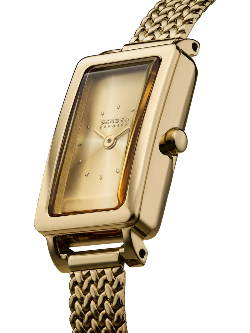 Skagen women's gold rectangular watch (British brand)