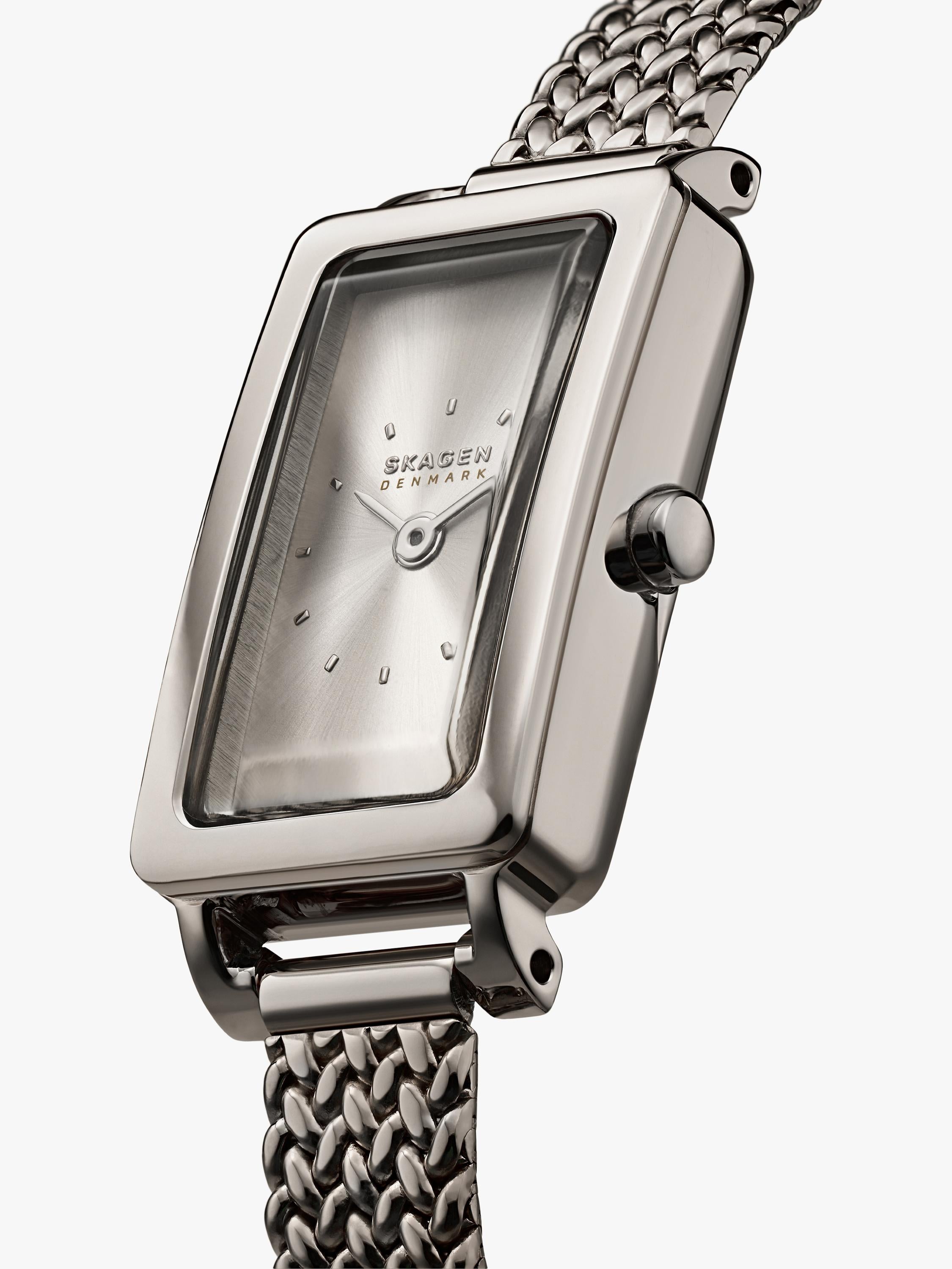 Skagen women's rectangular mesh strap watch silver - British product