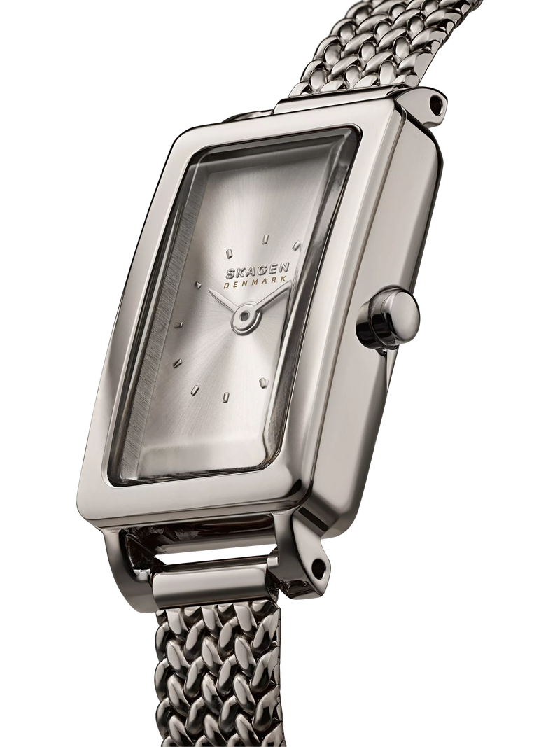 Skagen women's rectangular mesh strap watch silver - British product