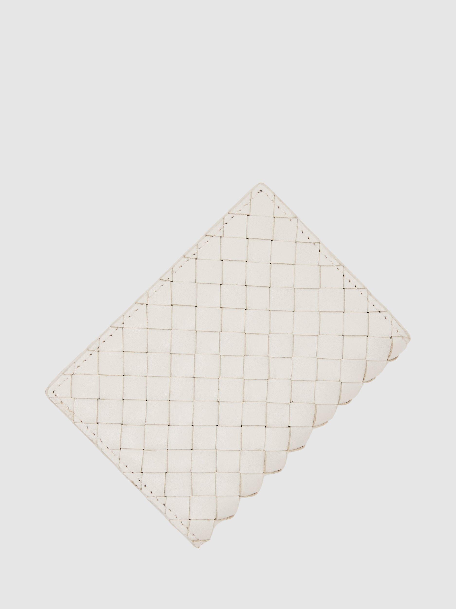 Reiss Floyd Woven Leather Bifold Card Holder Off White (British brand)