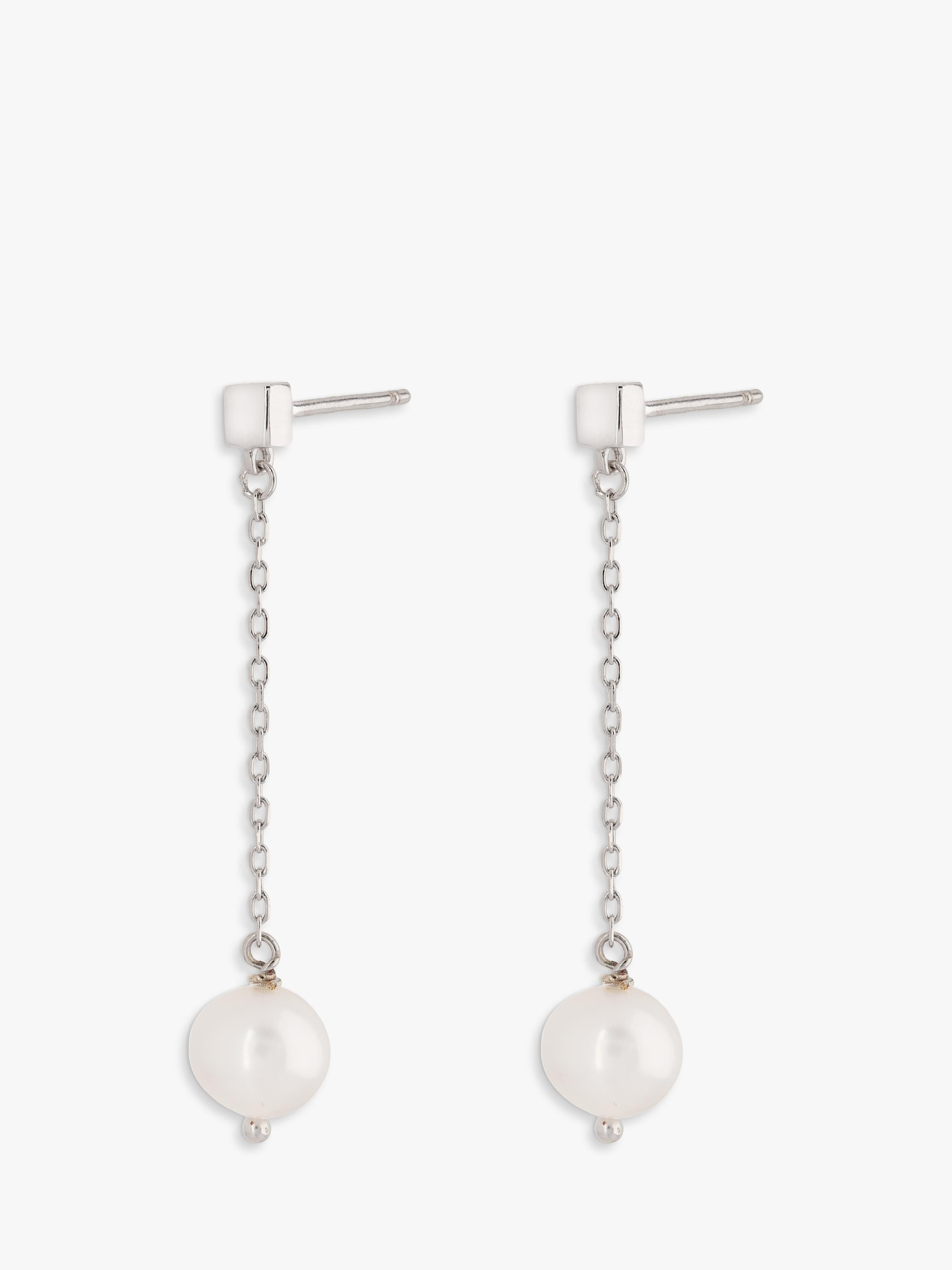 Lido freshwater pearl drop earrings silver - British product