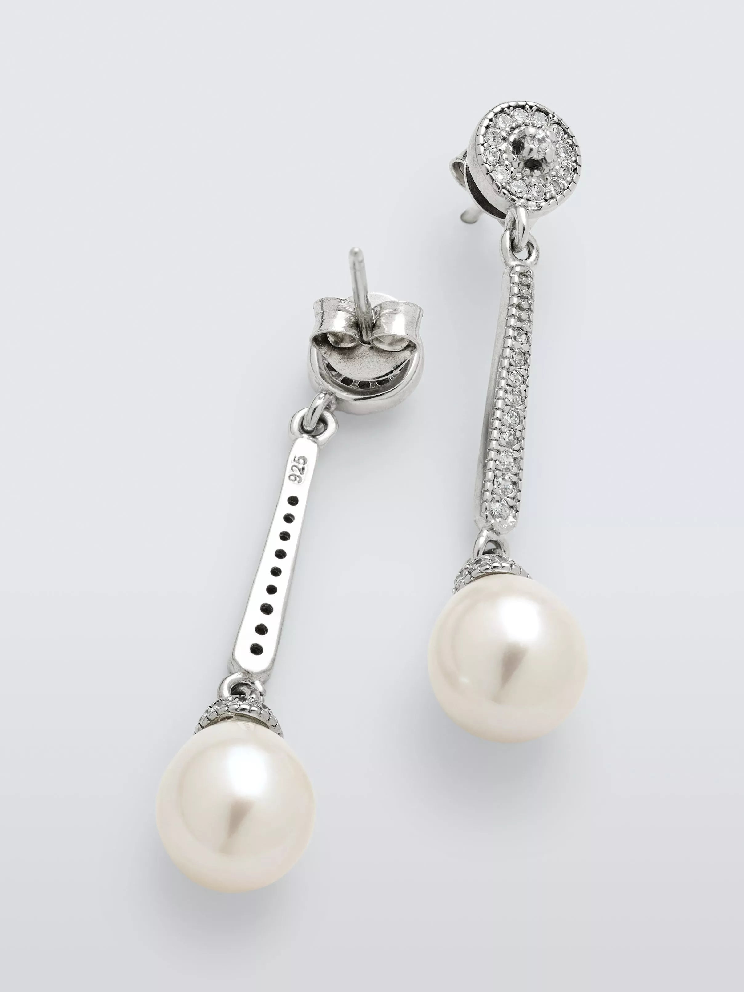 Lido cubic zirconia pearl drop earrings (British brand)