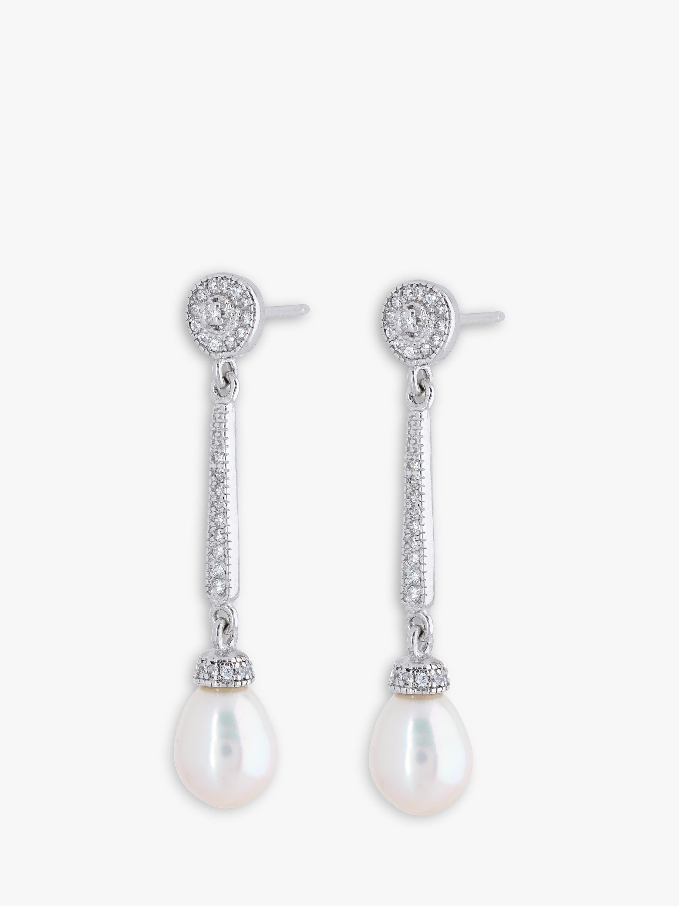 Lido cubic zirconia pearl drop earrings (British brand)