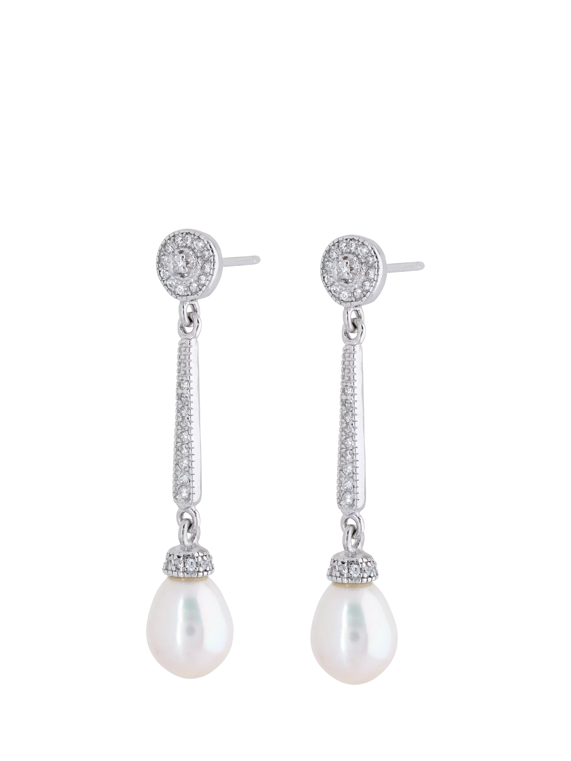 Lido cubic zirconia pearl drop earrings (British brand)