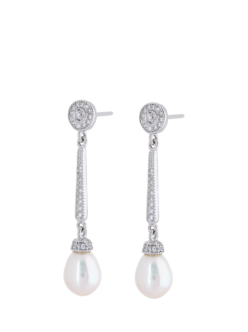Lido cubic zirconia pearl drop earrings (British brand)