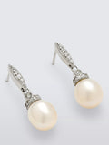 Lido freshwater pearl cubic zirconia drop earrings silver, UK version