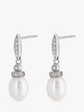 Lido freshwater pearl cubic zirconia drop earrings silver, UK version