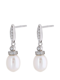 Lido freshwater pearl cubic zirconia drop earrings silver, UK version
