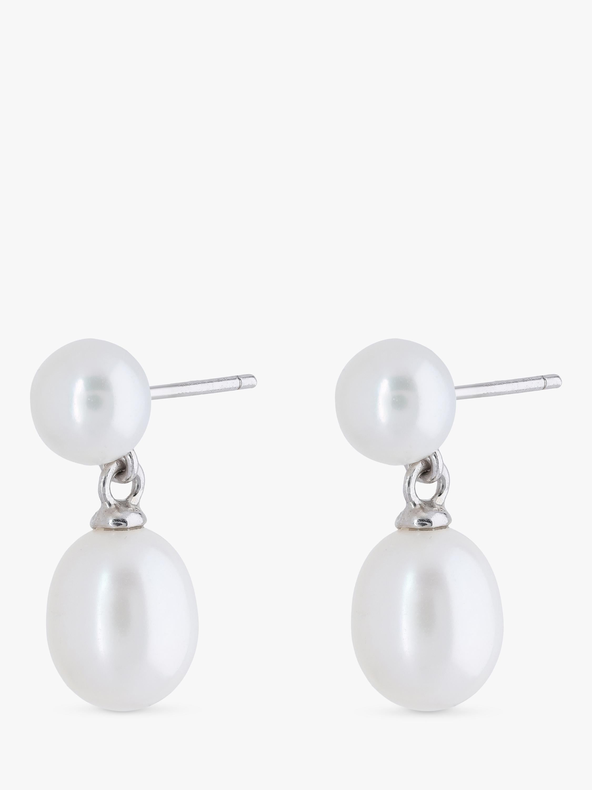 Lido freshwater pearl stud earrings silver - British product