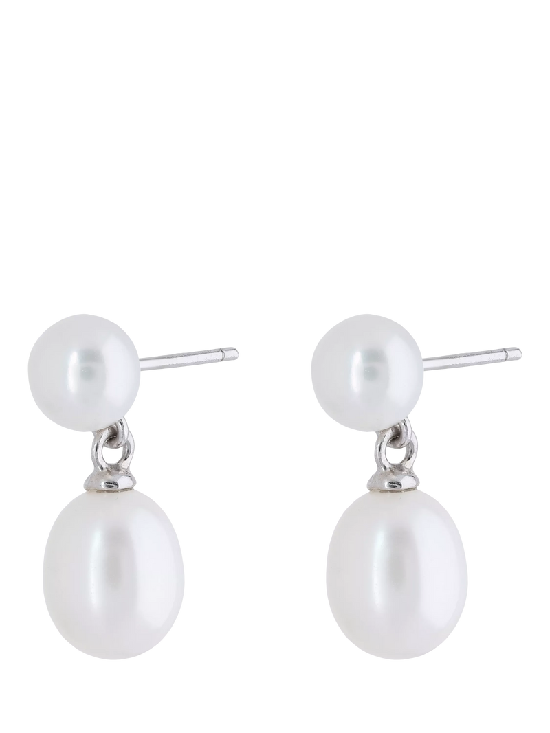Lido freshwater pearl stud earrings silver - British product
