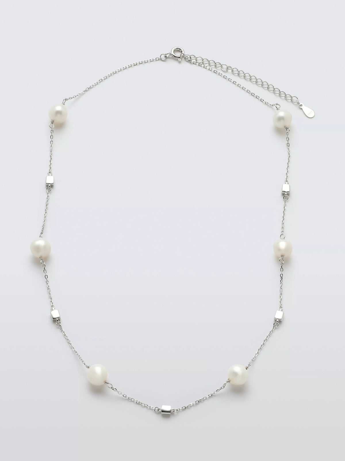 Lido pearl station chain necklace silver 40cm, UK version