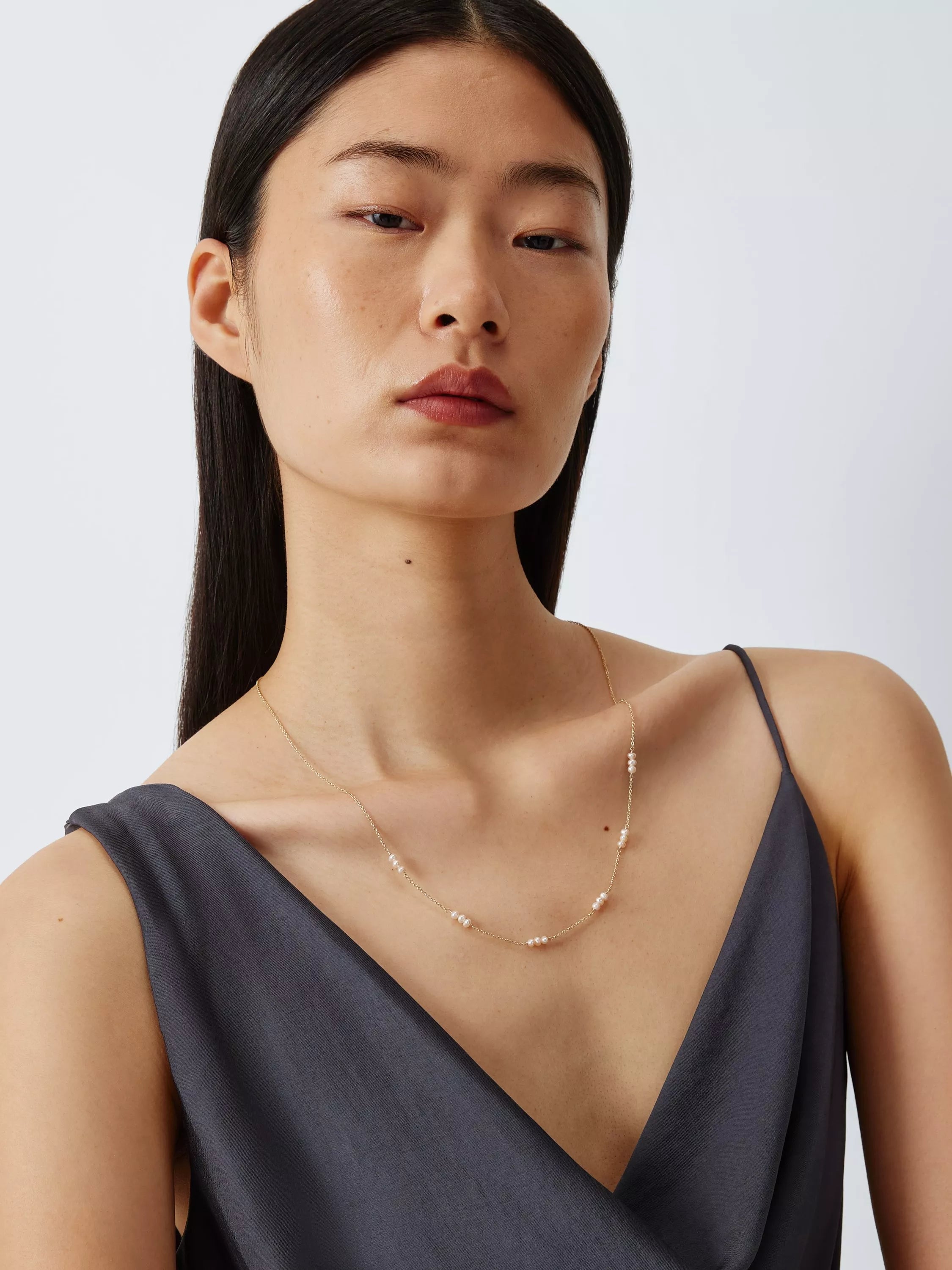 Lido freshwater pearl necklace gold plated sterling silver 60cm, UK version