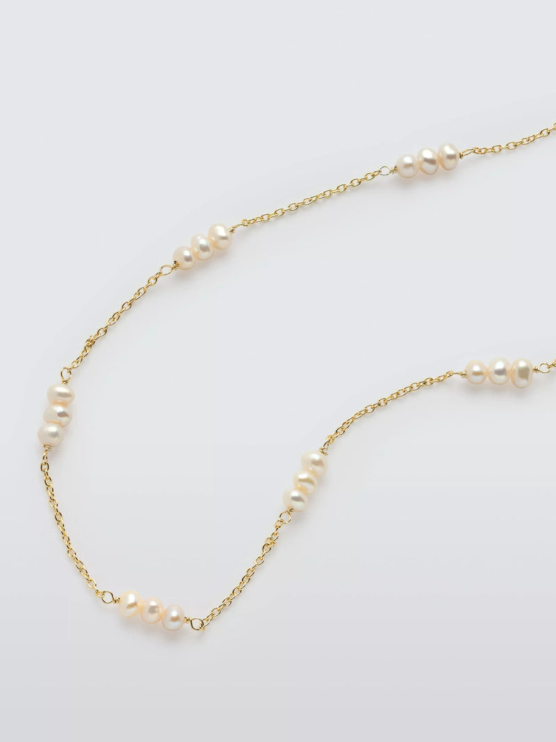 Lido freshwater pearl necklace gold plated sterling silver 60cm, UK version