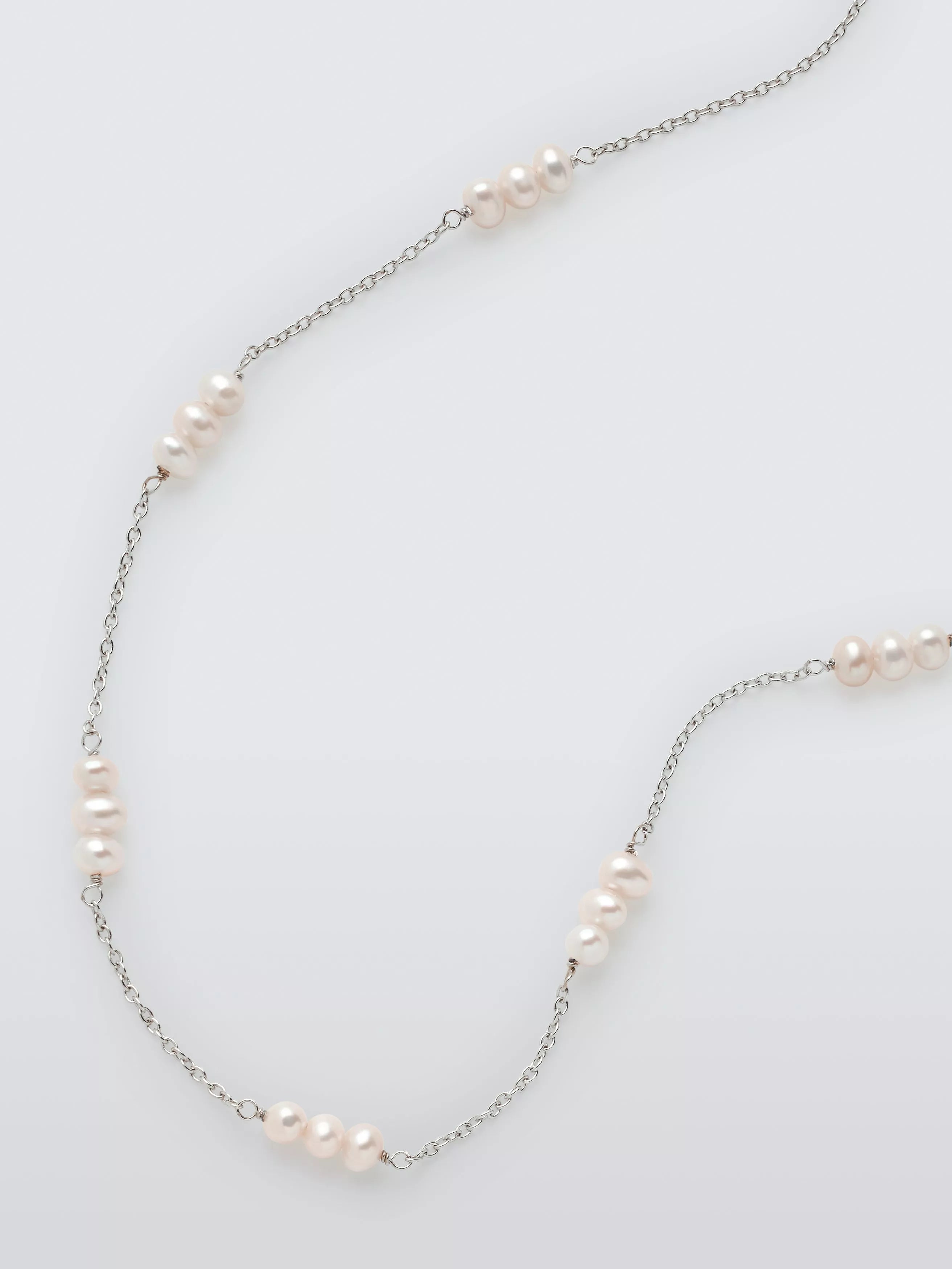 Lido freshwater pearl section necklace silver 60cm (British brand)