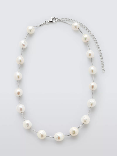John Lewis Lido Large Freshwater Necklace Silver Pearl- Buy online at McGrocer