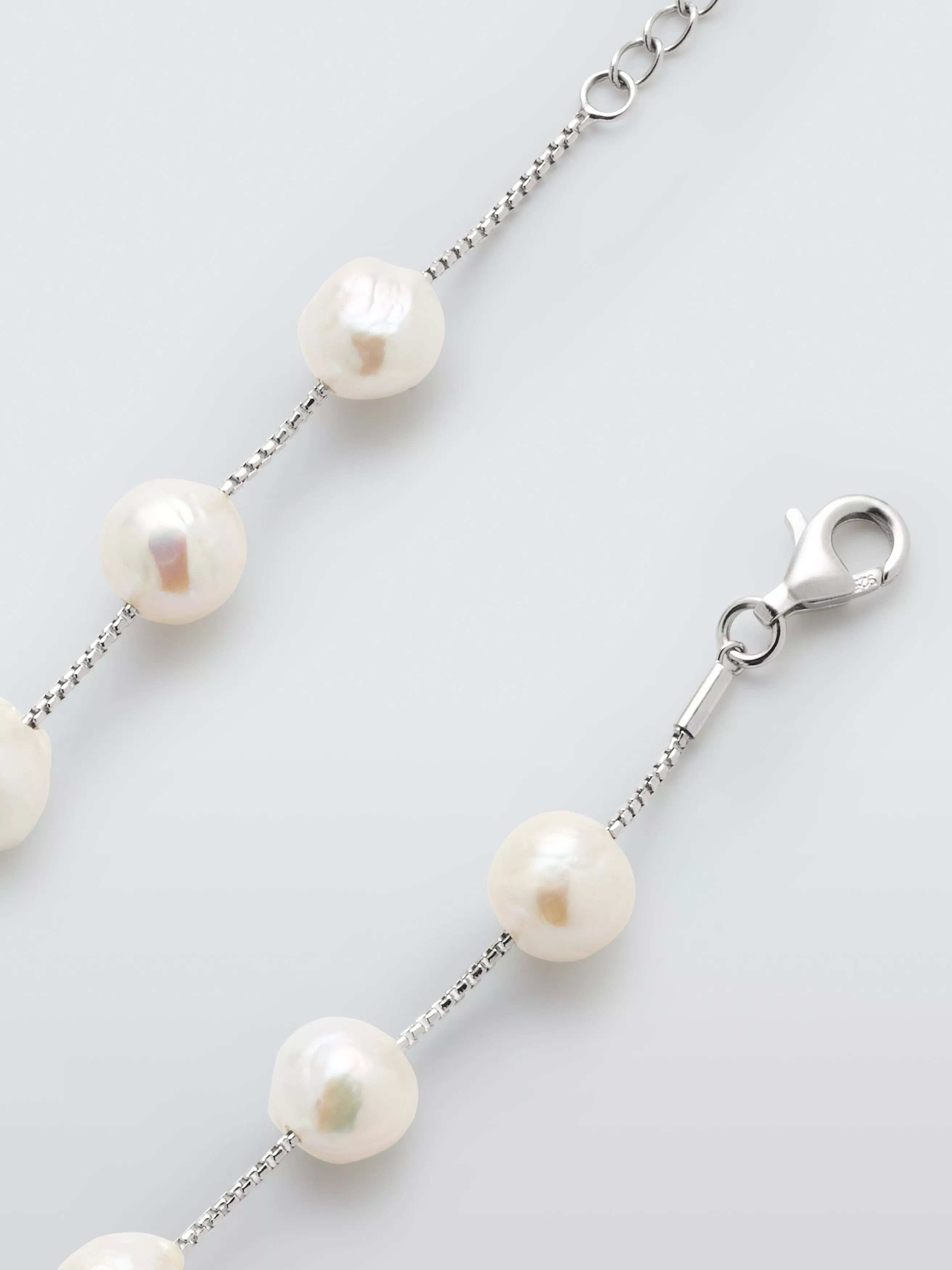Lido large freshwater pearl necklace sterling silver chain (British brand)
