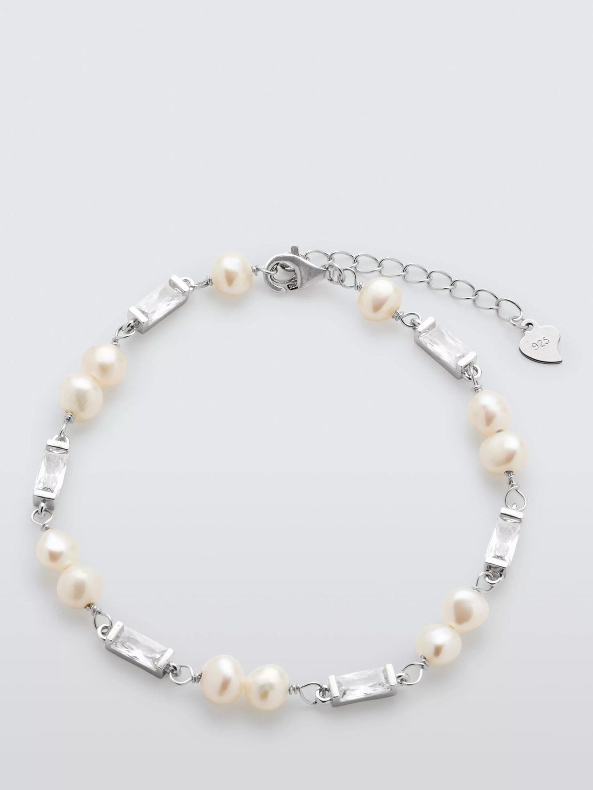 Lido sterling silver pearl and cubic zirconia bracelet - British product