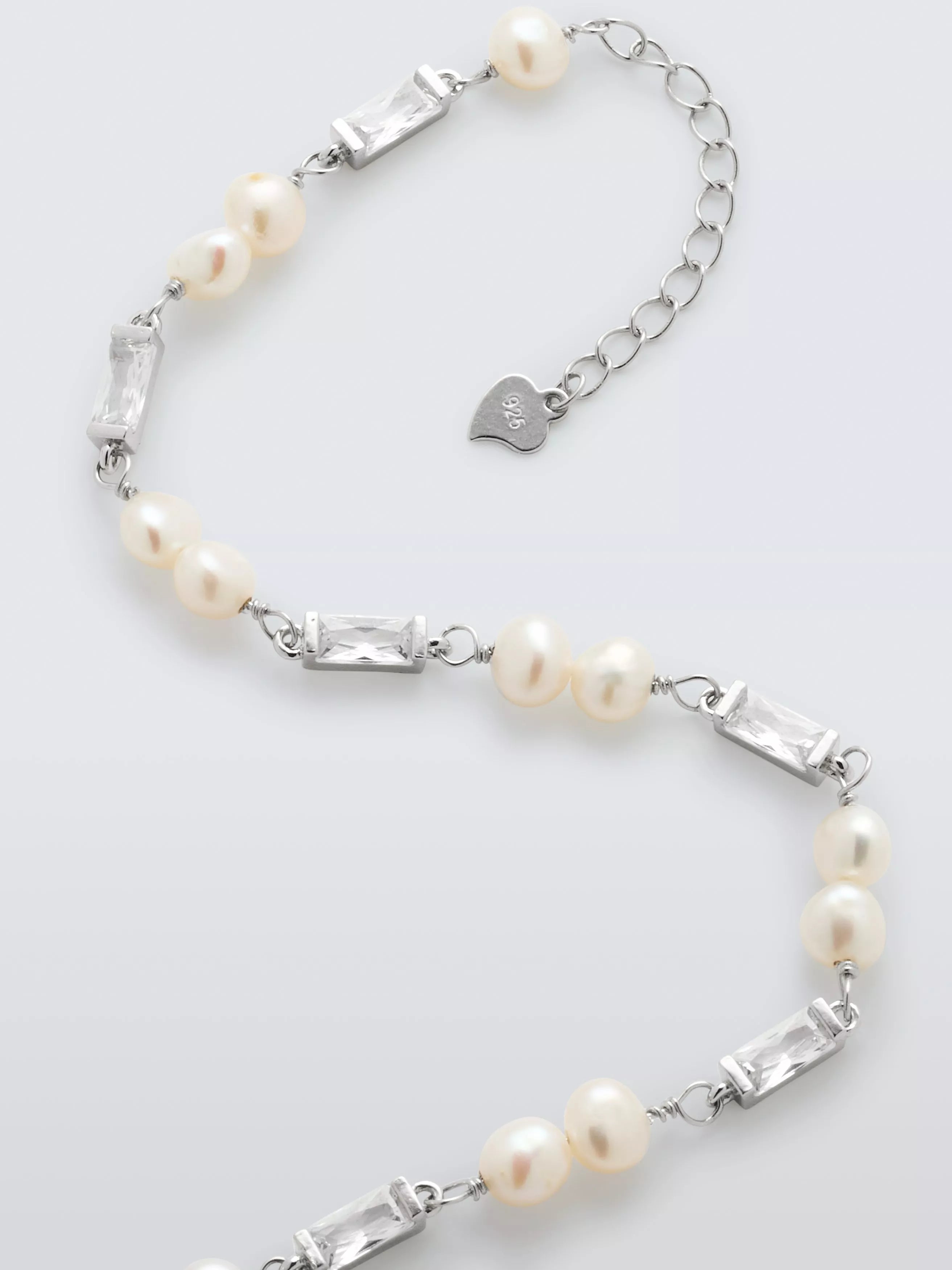 Lido sterling silver pearl and cubic zirconia bracelet - British product