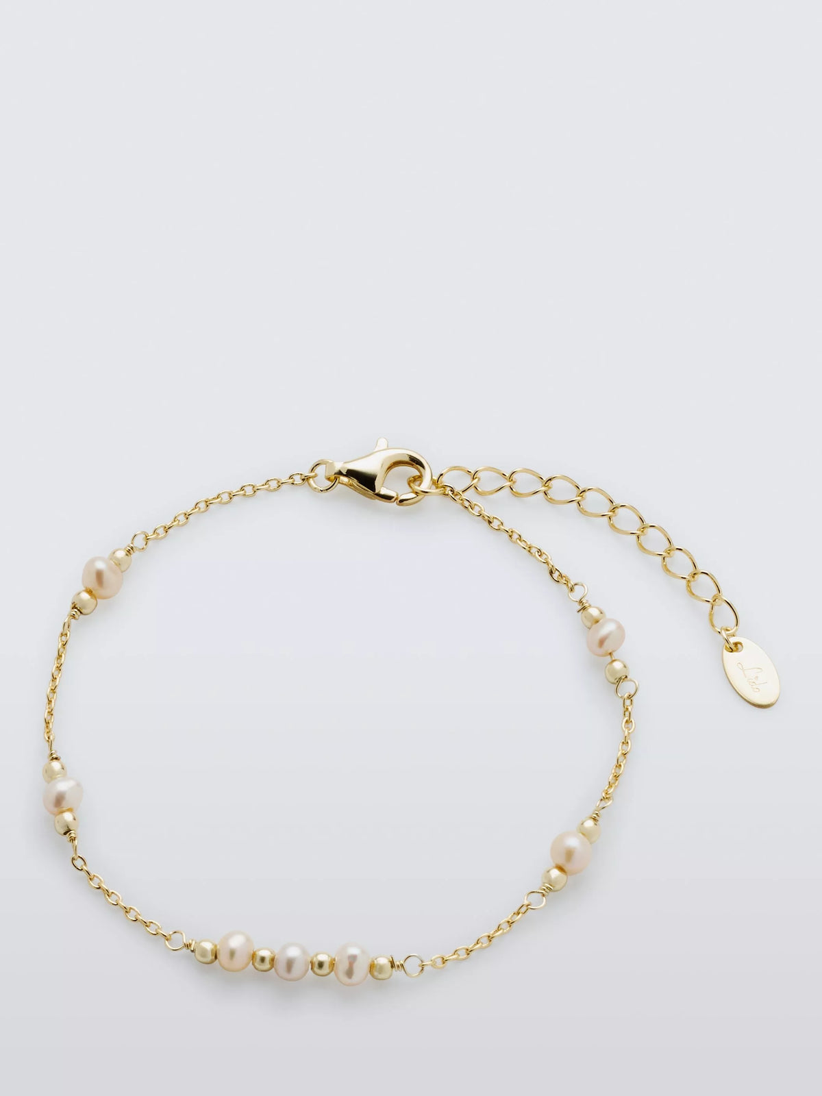 Lido Delicate Pearl Station Chain Bracelet Gold, imported from the UK