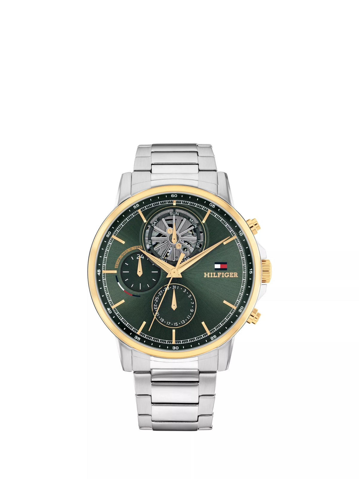 Tommy Hilfiger chronograph watch green dial silver bracelet (British brand)